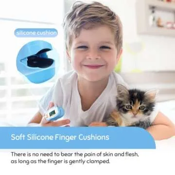 Wellue Children Pulse Oximeter Fingertip, Blood Oxygen Saturation for Kids, Low Oxygen Level Reminder, Pulse Rate Monitor with Batteries, Lanyard (Blue Model FS20P)