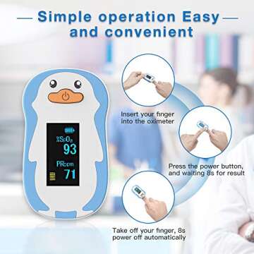 Wellue Children Pulse Oximeter Fingertip, Blood Oxygen Saturation for Kids, Low Oxygen Level Reminder, Pulse Rate Monitor with Batteries, Lanyard (Blue Model FS20P)