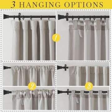 NICETOWN Faux Linen Curtains 96 inches Long, Pinch Pleated Curtains Room Darkening Window Drapes Thermal Insulated Light/Noise Blocking for Living Room/Bedroom, Angora, W50 x L96, 2 Pieces