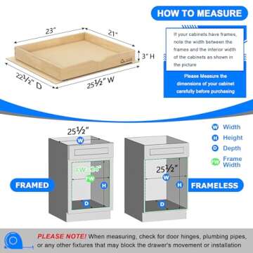 WelFurGeer 23" Soft Close Pull Out Drawers for Cabinets