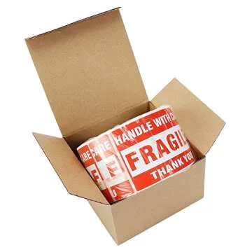 Durable SJPACK Fragile Stickers 3'' x 5'' Clear Labels