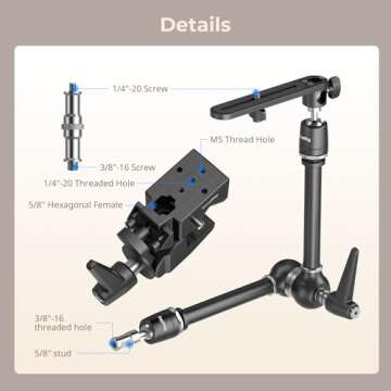 SMALLRIG Friction Magic Arm Camera Mount with Super Clamp and Camera Platform, Overhead Camera Desk Mount Srand, Studio Space Saver, Heavy Duty Mount/Bracket for Lights, Cameras