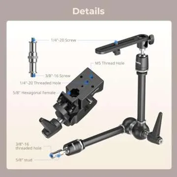 SMALLRIG Friction Magic Arm Camera Mount with Super Clamp and Camera Platform, Overhead Camera Desk Mount Srand, Studio Space Saver, Heavy Duty Mount/Bracket for Lights, Cameras