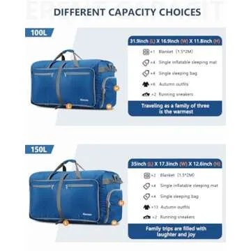 Gonex 40L Packable Travel Duffle Bag for Boarding Airline, Lightweight Foldable Gym Duffle Water Repellent & Tear Resistant Deep Blue