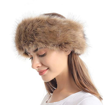 LA CARRIE Faux Fur Headband with Stretch Women's Winter Earwarmer Earmuff (Natural)