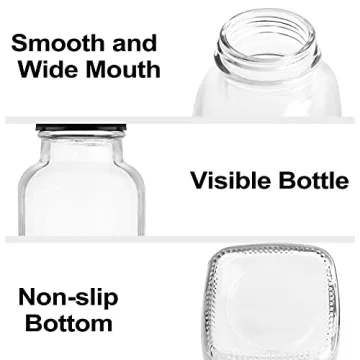 HINGWAH 12 OZ Glass Drink Bottles Set of 12 for Juices