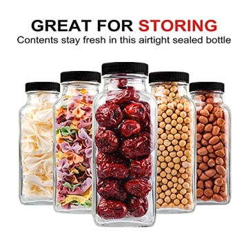 HINGWAH 12 OZ Glass Drink Bottles Set of 12 for Juices