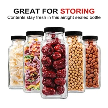 HINGWAH 12 OZ Glass Drink Bottles Set of 12 for Juices