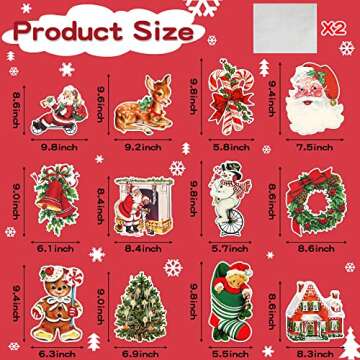 K1tpde 12PCS Vintage Christmas Cutout Home Decoration, Santa Claus Snowman Cutout Decor, Large Size ...