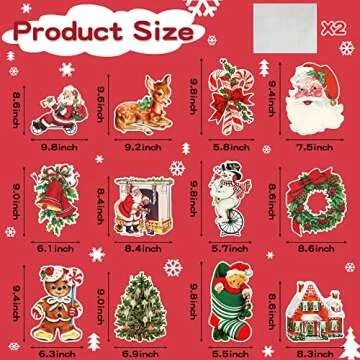 K1tpde 12PCS Vintage Christmas Cutout Home Decoration, Santa Claus Snowman Cutout Decor, Large Size ...