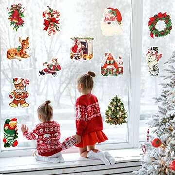 K1tpde 12PCS Vintage Christmas Cutout Home Decoration, Santa Claus Snowman Cutout Decor, Large Size Christmas Cutouts Cardstock, Retro Christmas Cut-Outs Cardboard, Winter Holiday Party Decorations