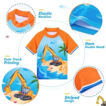 Boys Truck Swimsuit Set - Quick Dry & Fun Design
