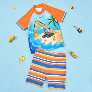 Boys Truck Swimsuit Set - Quick Dry & Fun Design