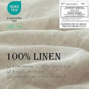 Simple&Opulence 100% Linen Duvet Cover Set 3pcs Basic Style Natural French Washed Flax Solid Color S...