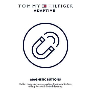 Tommy Hilfiger Women's Adaptive Polo Dress with Magnetic Buttons, Navy/Red/White, MD