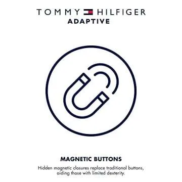 Tommy Hilfiger Women's Adaptive Polo Dress with Magnetic Buttons, Navy/Red/White, MD