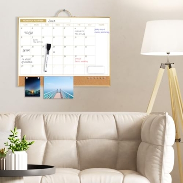 ARCOBIS Dry Erase Calendar with Cork Board and Frame