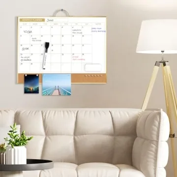 ARCOBIS Dry Erase Calendar with Cork Board and Frame