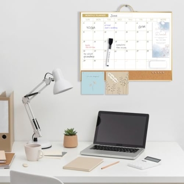 ARCOBIS Dry Erase Calendar with Cork Board and Frame