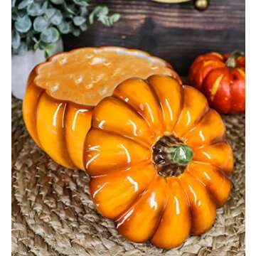 Ebros 6" Diameter Home And Kitchen Gourmet Vegetable Pumpkin Soup Or Dessert Bowl With Lid Ceramic D...