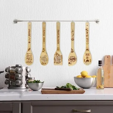 Personalized Mother’s Day Gifts for Mom From Daughter Son - Mom Birthday Gifts Women Christmas Gifts - Wooden Cooking Spoons with Funny Apron Kitchen Cooking Gift Set