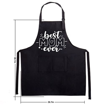 Personalized Mother’s Day Gifts for Mom From Daughter Son - Mom Birthday Gifts Women Christmas Gifts - Wooden Cooking Spoons with Funny Apron Kitchen Cooking Gift Set