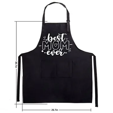 Personalized Mother’s Day Gifts for Mom From Daughter Son - Mom Birthday Gifts Women Christmas Gifts - Wooden Cooking Spoons with Funny Apron Kitchen Cooking Gift Set