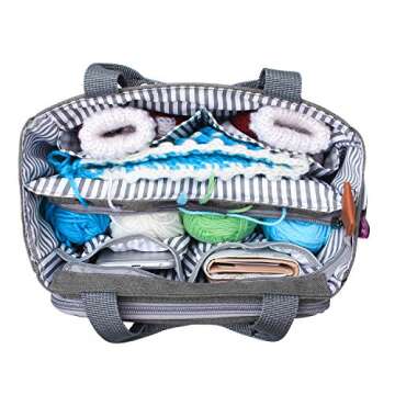 Luxja Crochet Tote Bag, Yarn Storage Bag for Small Unfinished Projects, Crochet Hooks and Other Accessories, Gray