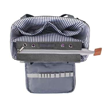 Luxja Crochet Tote Bag, Yarn Storage Bag for Small Unfinished Projects, Crochet Hooks and Other Accessories, Gray