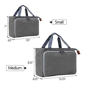 Luxja Crochet Tote Bag, Yarn Storage Bag for Small Unfinished Projects, Crochet Hooks and Other Accessories, Gray