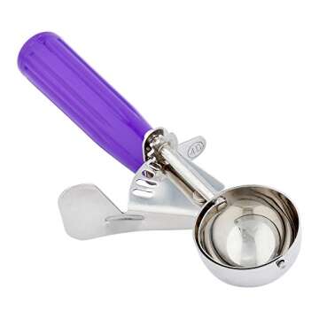 Restaurantware-Met Lux 0.86 Ounce Portion Scoop, 1 Trigger Release Cookie Scoop - With Orchid Handle, Stainless Steel Disher, For Portion Control, Scoop Cookie Dough, Cupcake Batter, Or Ice Cream