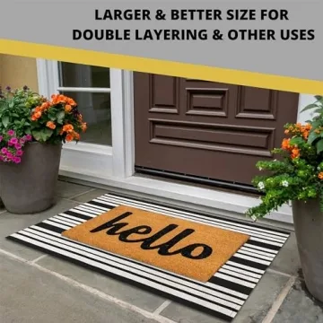 KOZYFLY Black and White Striped Doormat - Stylish & Durable