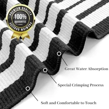 KOZYFLY Black and White Striped Doormat - Stylish & Durable