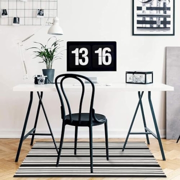 KOZYFLY Black and White Striped Doormat - Stylish & Durable