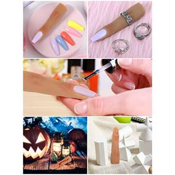 2 Pieces Silicone Practice Fingers for Acrylic Nails, Fake Training Hand Finger Model Flexible Bendable Mannequin Finger, Soft Realistic Joint Nail Practice Fingers with Makeup for Nail Art (Color 4)