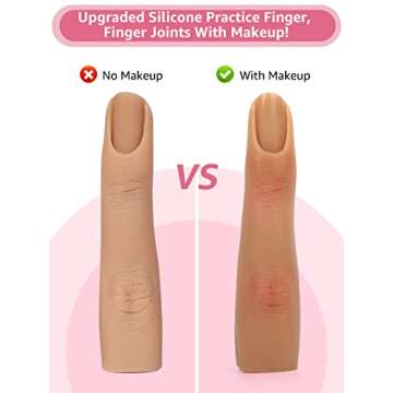 2 Pieces Silicone Practice Fingers for Acrylic Nails, Fake Training Hand Finger Model Flexible Bendable Mannequin Finger, Soft Realistic Joint Nail Practice Fingers with Makeup for Nail Art (Color 4)