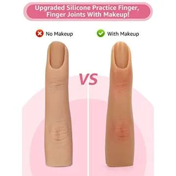 2 Pieces Silicone Practice Fingers for Acrylic Nails, Fake Training Hand Finger Model Flexible Bendable Mannequin Finger, Soft Realistic Joint Nail Practice Fingers with Makeup for Nail Art (Color 4)