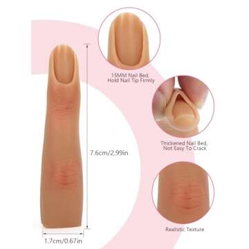 2 Pieces Silicone Practice Fingers for Acrylic Nails, Fake Training Hand Finger Model Flexible Bendable Mannequin Finger, Soft Realistic Joint Nail Practice Fingers with Makeup for Nail Art (Color 4)