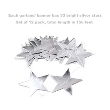 Sparkling Silver Star Garland Banners for Festive Events