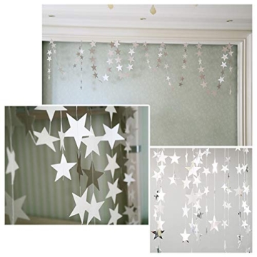 Sparkling Silver Star Garland Banners for Festive Events