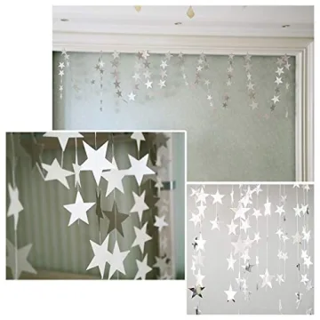 Sparkling Silver Star Garland Banners for Festive Events