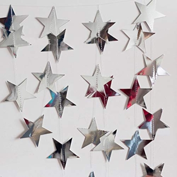 Sparkling Silver Star Garland Banners for Festive Events