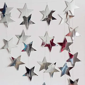 Sparkling Silver Star Garland Banners for Festive Events