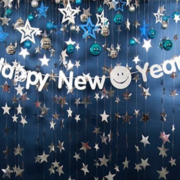 Sparkling Silver Star Garland Banners for Festive Events