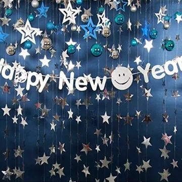 Sparkling Silver Star Garland Banners for Festive Events