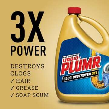 Liquid-Plumr Pro-Strength Clog Destroyer Gel with PipeGuard, Liquid Drain Cleaner - 32 Ounces (Packa...