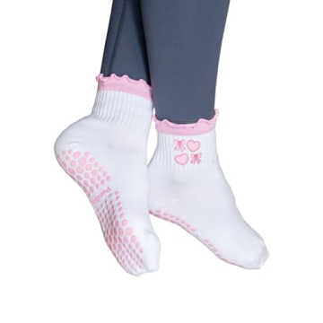Puedizux Cute Grip Yoga Socks for Women with Ruffle Cuff