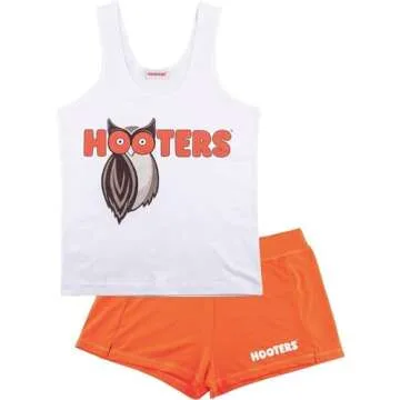 Ripple Junction Hooters Girl Iconic Waitress Outfit Includes Tank Top and Shorts Set Officially Licensed