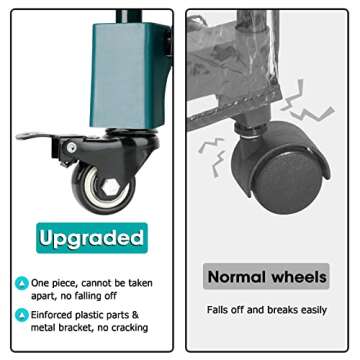 Worth Garden Upgraded 4 Tier Mini Greenhouse w/ Castors Wheels - Portable Small Gardening Green House w/ Clear PVC Cover - Heavy Duty Swivel Castors w/ Brakes - 65''H x 27''L x 19''W Indoor & Outdoor