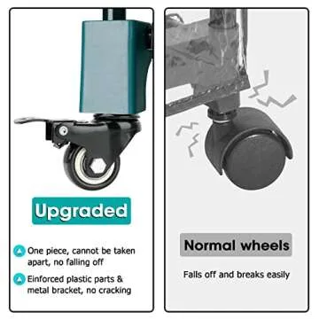 Worth Garden Upgraded 4 Tier Mini Greenhouse w/ Castors Wheels - Portable Small Gardening Green House w/ Clear PVC Cover - Heavy Duty Swivel Castors w/ Brakes - 65''H x 27''L x 19''W Indoor & Outdoor